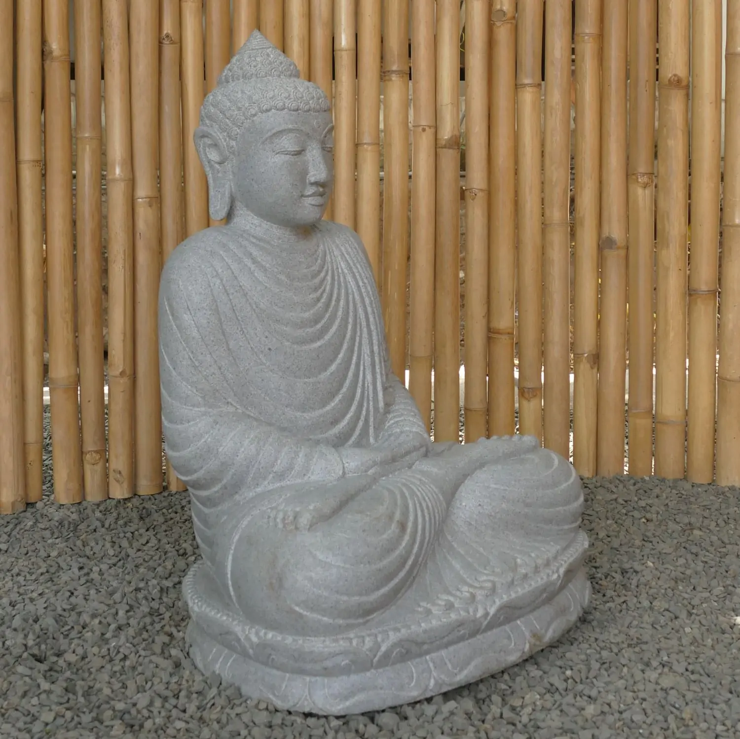  Product image 2 of the product “Seated Buddha made of Riverstone in Dhyana position - gesture of meditation, H. 80cm. ”